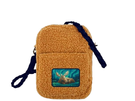 Licensed Sherpa Plush Crossbody - ARW - Restful Night Aurora Moose