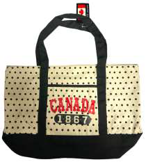 Canada Canvas Tote Bag - Fashion Polka-Dot and Chevron