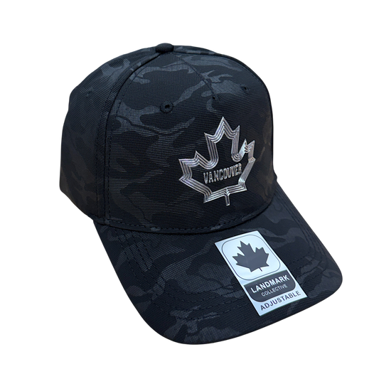 Vancouver Camo Fabric Hat with Metallic 3D Maple Leaf design