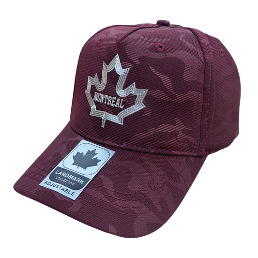 Montreal Camo Fabric Hat with Metallic 3D Maple Leaf design