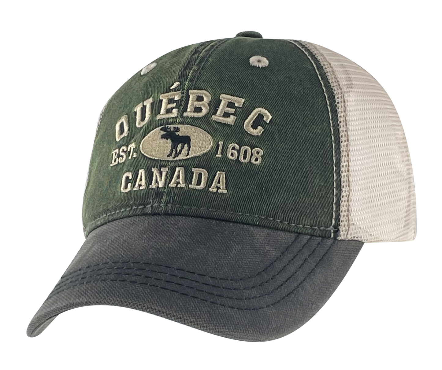 Quebec Baseball Hats - Stone Washed Vintage Moose Meshback