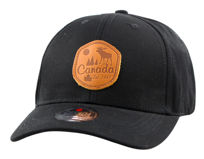 Canada Baseball Hats - Heather Fabric with Leather Patch