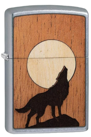 Zippo Lighter Woodchuck Howling Wolf At The Moon (49043)