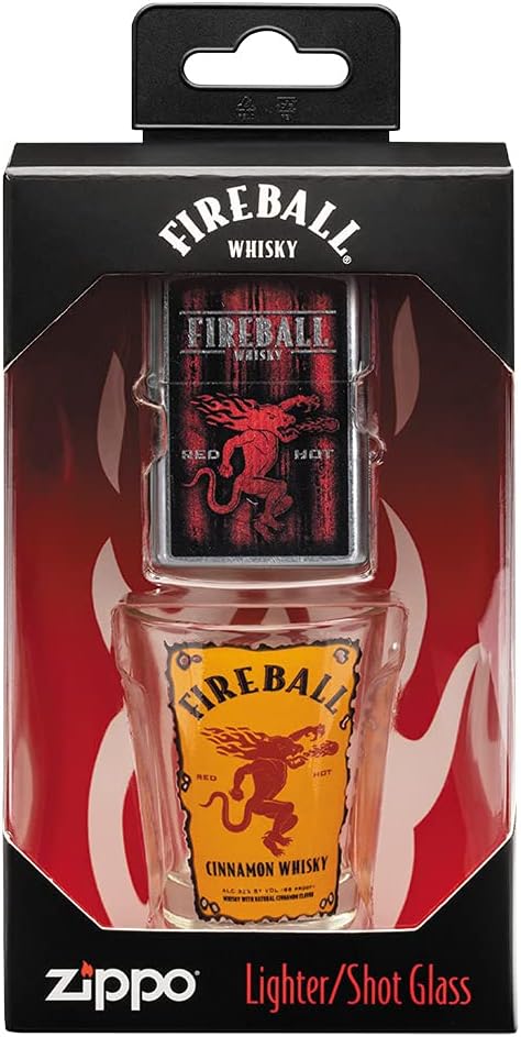 Zippo Fireball Shot Glass and Lighter Gift Set (49348)
