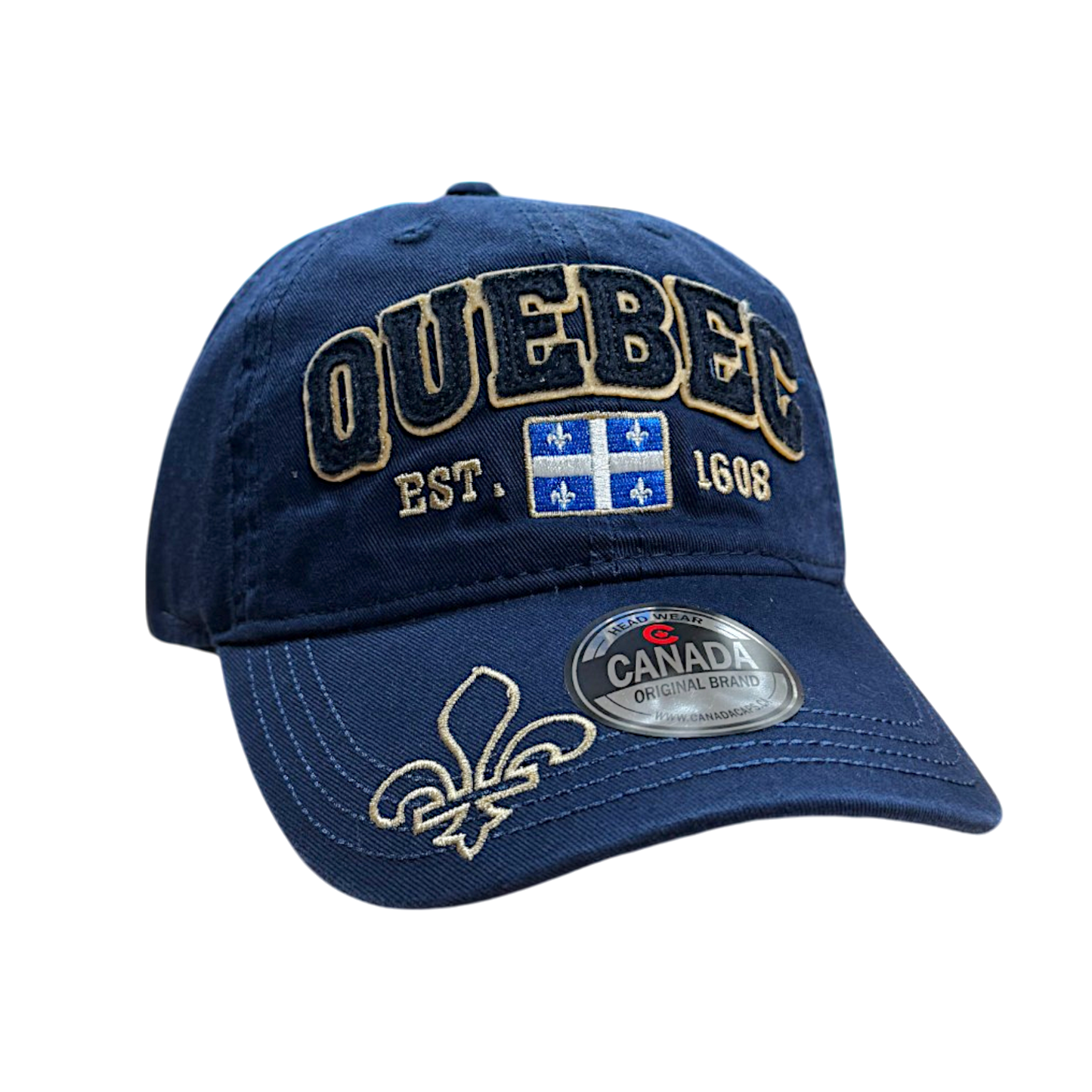 Quebec Baseball Hats - Cotton w/ Applique Embroidery