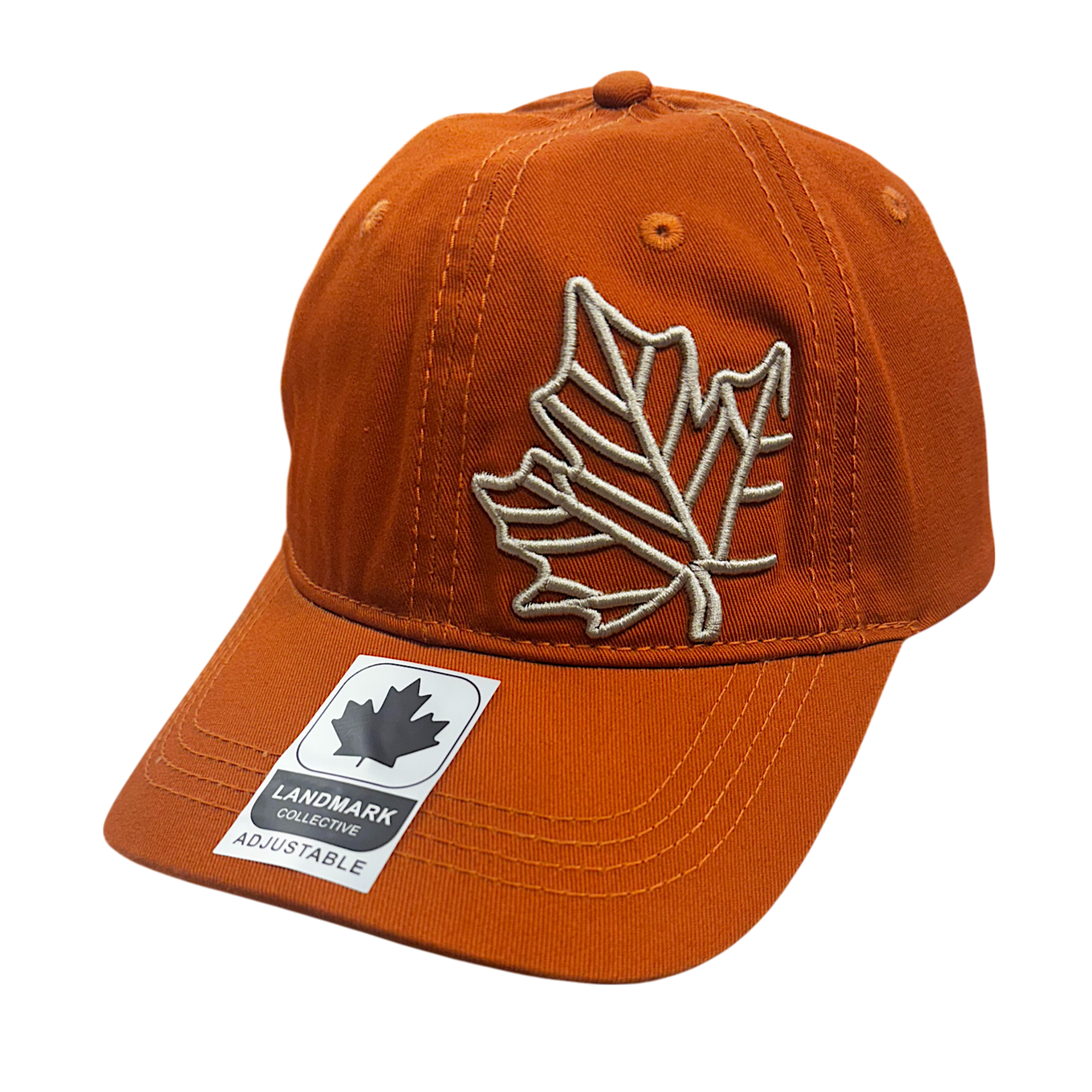 Canada Baseball Hat - Cotton-Timberlan-Style Gold Maple Leaf Emb.
