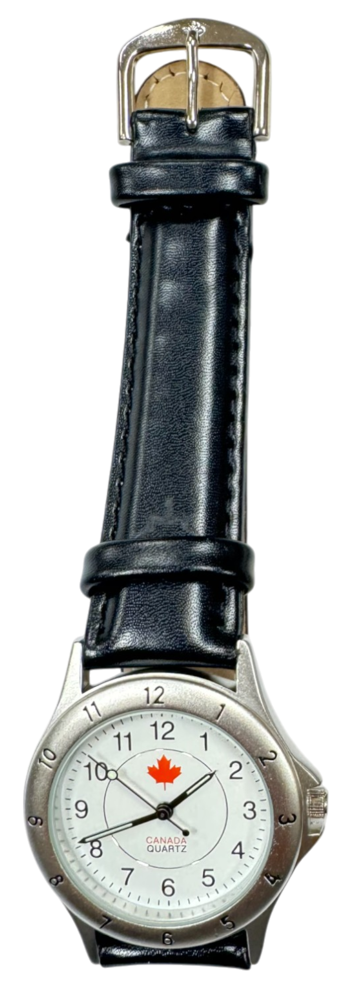 Canadian Watch with black color belt and maple leaf in the dial