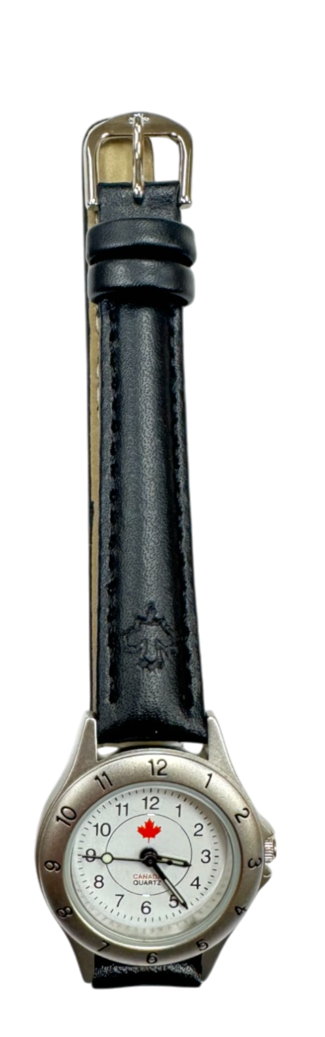 Canadian Watch with black color belt and maple leaf in the dial