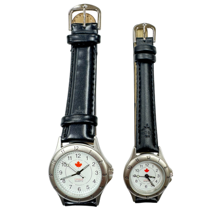 Canadian Watch with black color belt and maple leaf in the dial