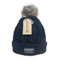 Quebec Heavy Knit Toque with Faux-Fur Pom and Tone-on Tone Patch