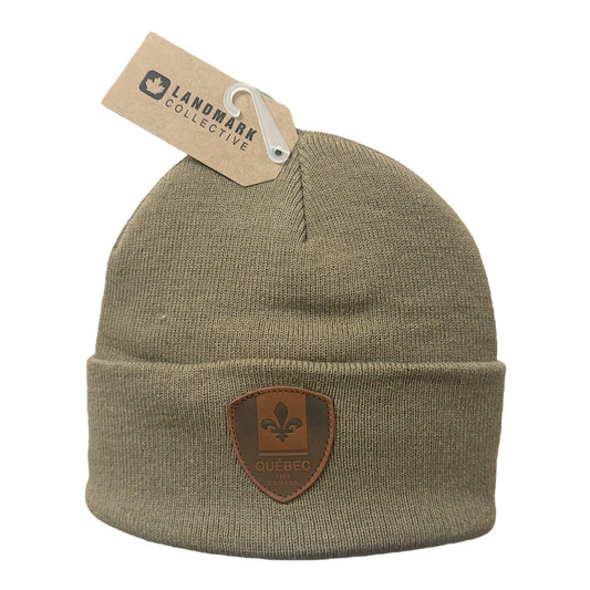 Knit Toque with Leather Patch - Quebec
