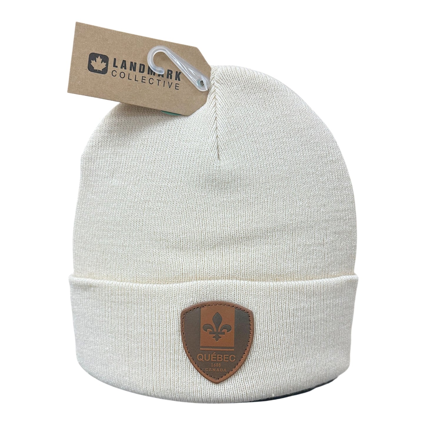 Knit Toque with Leather Patch - Quebec