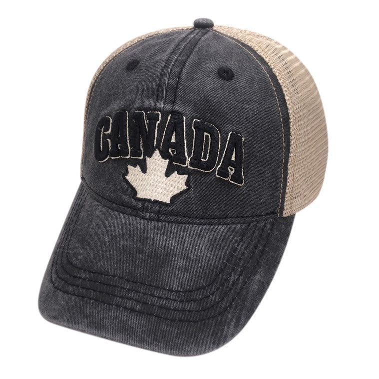 Canada Baseball Hat - Washed Cotton Meshback Tone-on-Tone