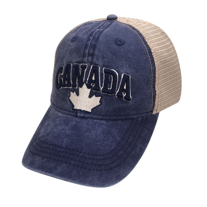 Canada Baseball Hat - Washed Cotton Meshback Tone-on-Tone
