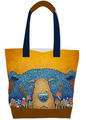 Licensed Canvas Tote w/ Vegan Leather Accents & Zippers - ARW - Fun Guy "Fungi" Bear