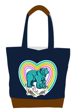 Licensed Canvas Tote w/ Vegan Leather Accents & Zippers - ARW - Momma Bear Hearts