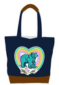 Licensed Canvas Tote w/ Vegan Leather Accents & Zippers - ARW - Momma Bear Hearts