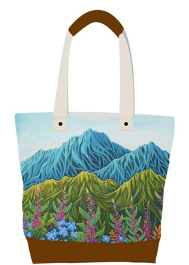 Licensed Canvas Tote w/ Vegan Leather Accents & Zippers - ARW - Lovely Meadow
