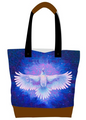 Licensed Canvas Tote w/ Vegan Leather Accents & Zippers - ARW - White Raven