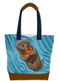 Licensed Canvas Tote w/ Vegan Leather Accents & Zippers - ARW - Otter & Crab