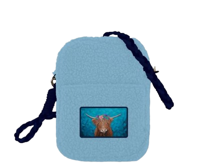 Licensed Sherpa Plush Crossbody - Highland Cow with Flower Crown