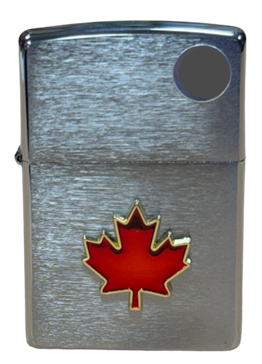 ZIPPO Souvenir Canada Street Brass Red Maple Leaf Emblem Lighters (Chrome) (C20591)