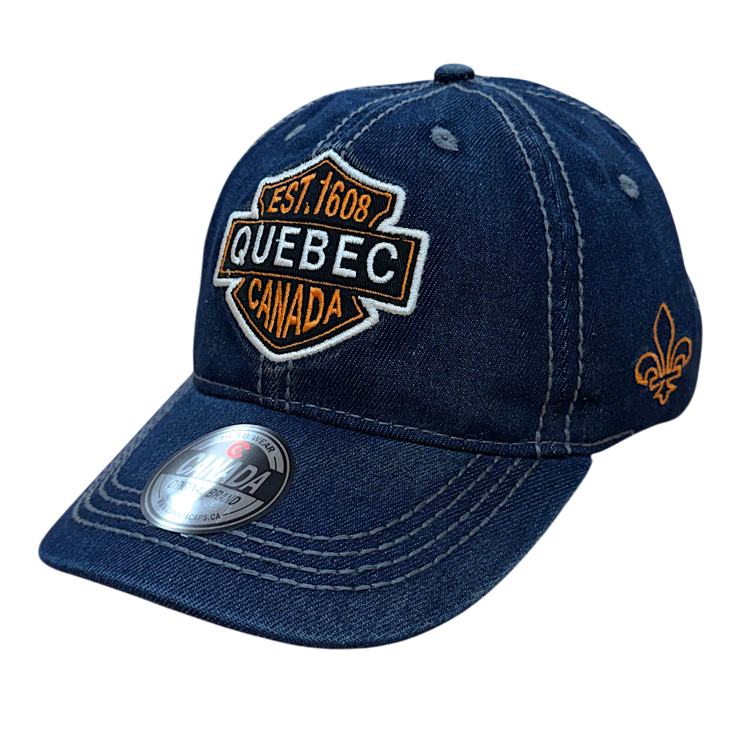 Quebec Baseball Hats- Washed Vintage Denim