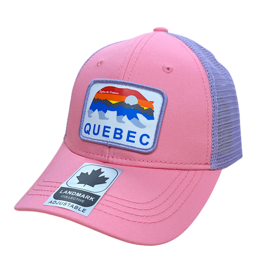 Quebec Kids Cotton Hat Meshback with Sunset Bear Patch