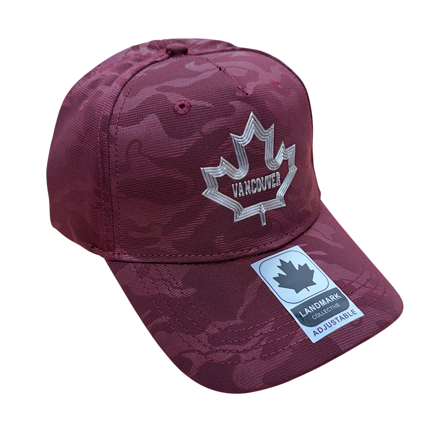 Vancouver Camo Fabric Hat with Metallic 3D Maple Leaf design