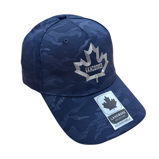 Vancouver Camo Fabric Hat with Metallic 3D Maple Leaf design