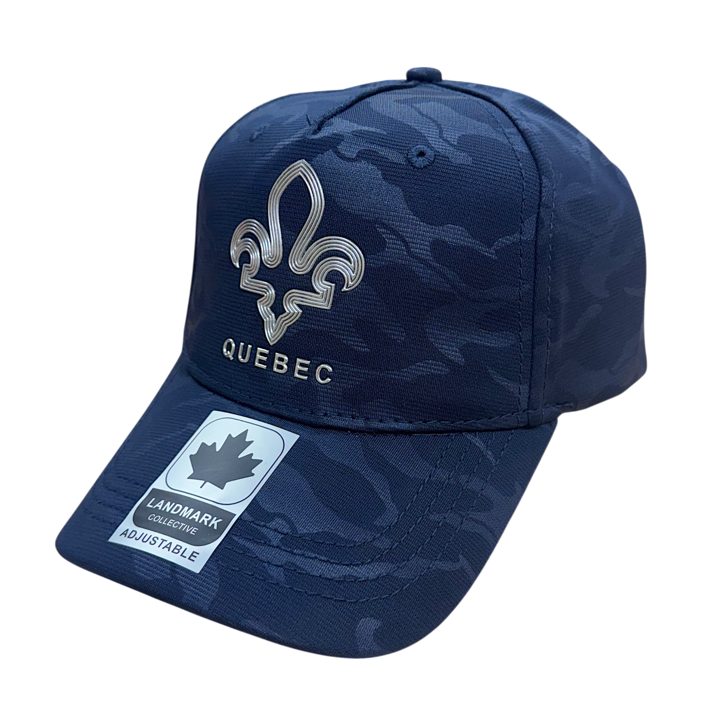 Quebec Camo Fabric Hat with Metallic 3D Maple Leaf design