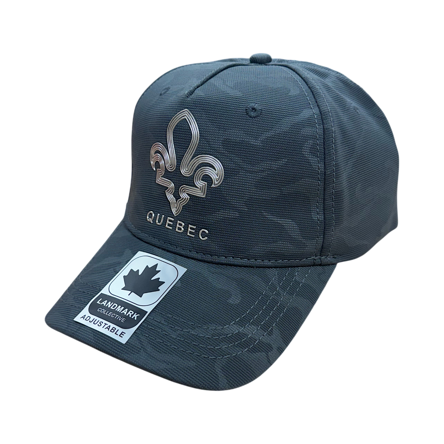 Quebec Camo Fabric Hat with Metallic 3D Maple Leaf design