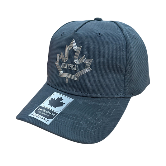 Montreal Camo Fabric Hat with Metallic 3D Maple Leaf design