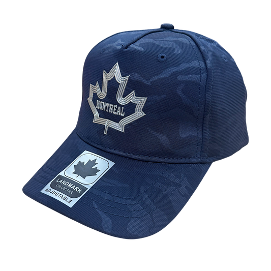 Montreal Camo Fabric Hat with Metallic 3D Maple Leaf design