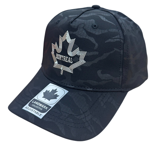 Montreal Camo Fabric Hat with Metallic 3D Maple Leaf design